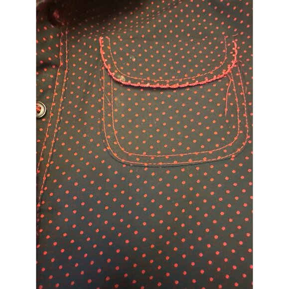 Schrader Sport Retro Black & Red Polka Dot Button-Up Dress Size 10 - Picture 2 of 6